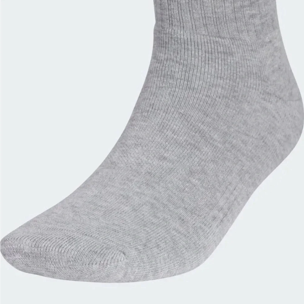 adidas L Black Gray Moisture-Wicking Unisex Quarter Crew Socks 6 Pair